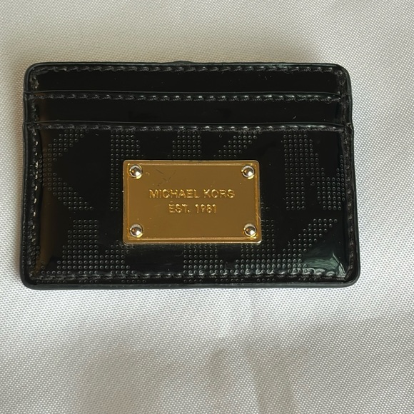 MICHAEL Michael Kors Handbags - Michael Michael Kors Mirror Metallic Card Holder / Wallet Black GUC